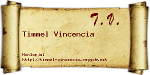 Timmel Vincencia névjegykártya